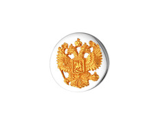 Серебряный значок Герб России 16 х 16 с позолотой в круге